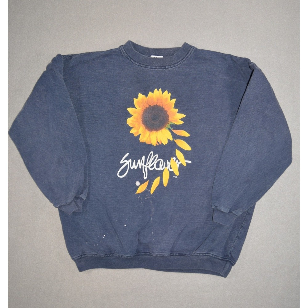 Vintage Sunflower Sweatshirt Size XL Maze Heavyweight Cotton Crewneck 90s